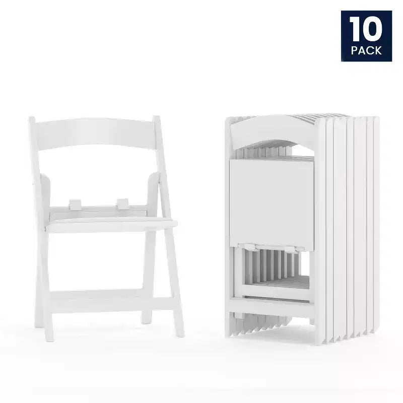 Chaise pliante pour enfant Emma et Oliver, lot de 10, en résine blanche, avec siège rembourré en vinyle, pour événements et fêtes