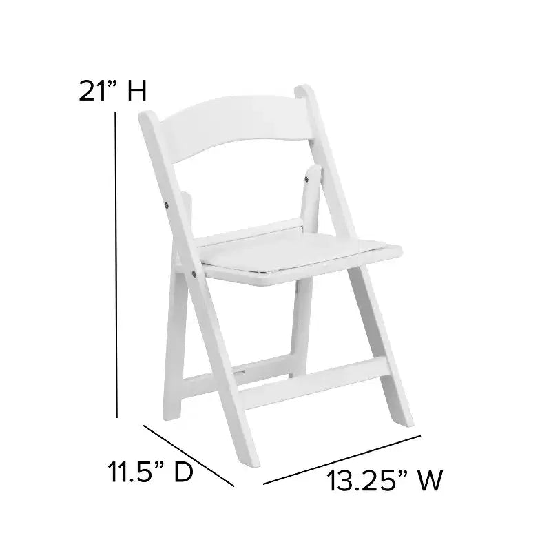 Chaise pliante pour enfant Emma et Oliver, lot de 10, en résine blanche, avec siège rembourré en vinyle, pour événements et fêtes