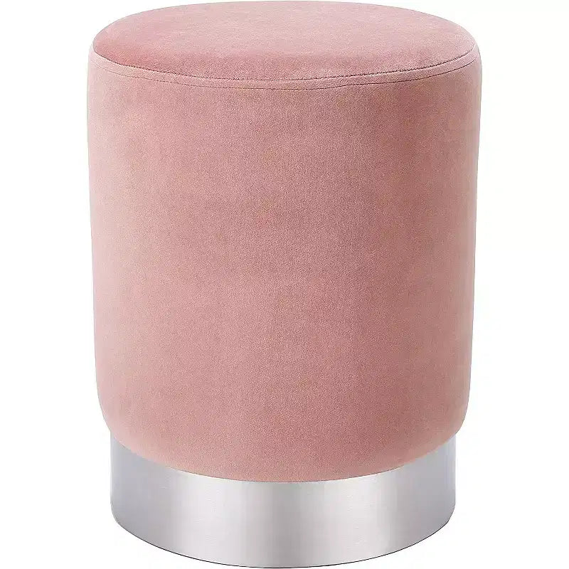 BirdRock Home Round Velvet Ottoman Foot Stool - Dusty Rose