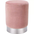 BirdRock Home Round Velvet Ottoman Foot Stool - Dusty Rose