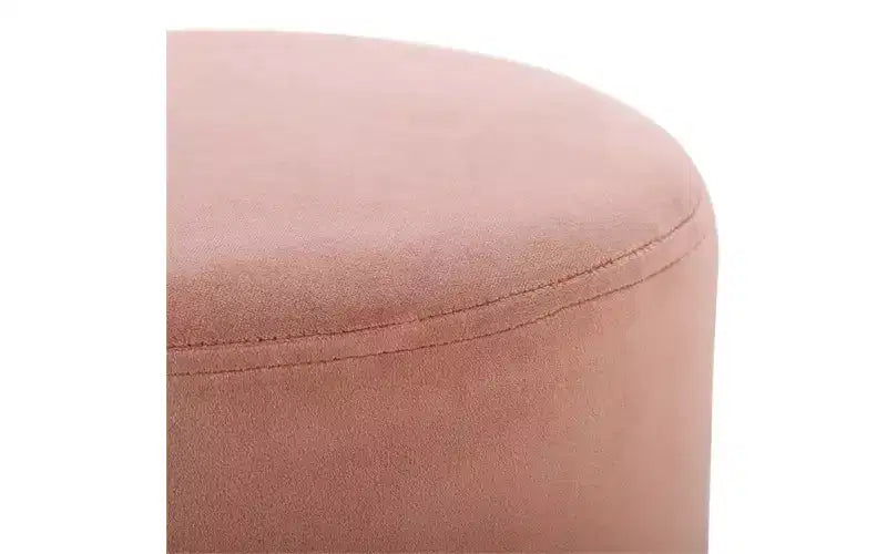 BirdRock Home Pouf Rond en Velours Repose-Pieds - Vieux Rose