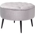 BirdRock Home Tufted Round Ottoman - Velvet Foot Stool - Grey