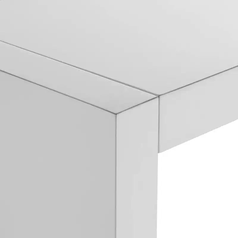 Studio 55D Jessa Table de bar rectangulaire moderne minimaliste blanc brillant 50 x 18 pour salon, cuisine, chambre, chevet, entrée, maison, bureau, salle de bain