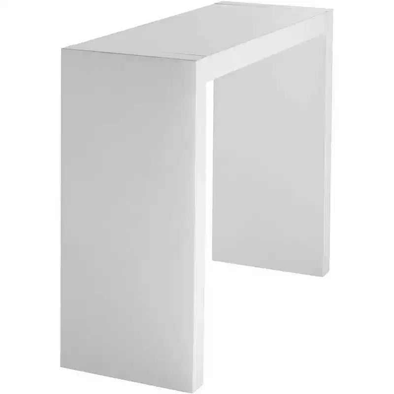 Studio 55D Jessa Table de bar rectangulaire moderne minimaliste blanc brillant 50 x 18 pour salon, cuisine, chambre, chevet, entrée, maison, bureau, salle de bain