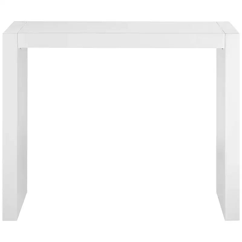 Studio 55D Jessa Table de bar rectangulaire moderne minimaliste blanc brillant 50 x 18 pour salon, cuisine, chambre, chevet, entrée, maison, bureau, salle de bain