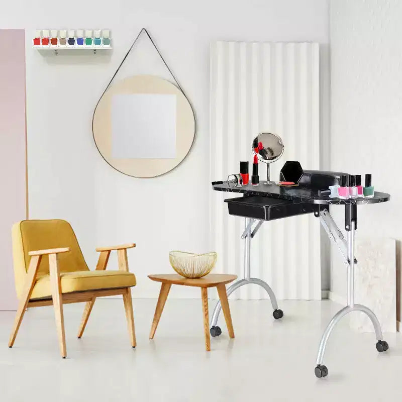 Costway Table de Manucure Portable Noire pour Salon de Beauté, Spa