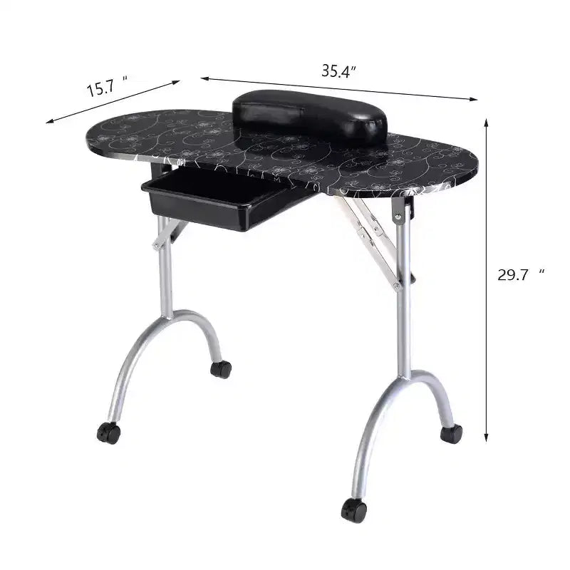 Costway Table de Manucure Portable Noire pour Salon de Beauté, Spa