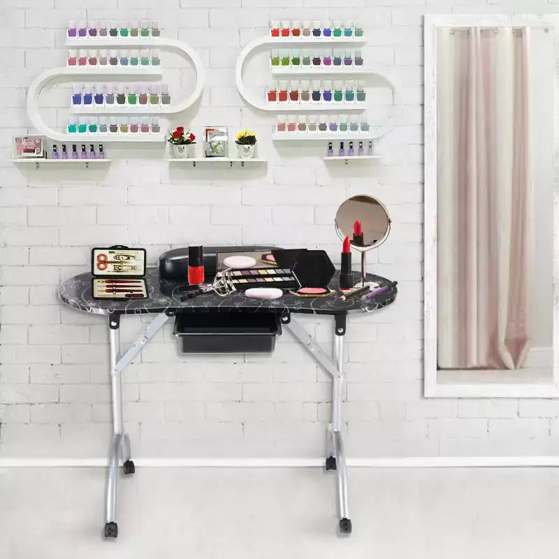 Costway Table de Manucure Portable Noire pour Salon de Beauté, Spa