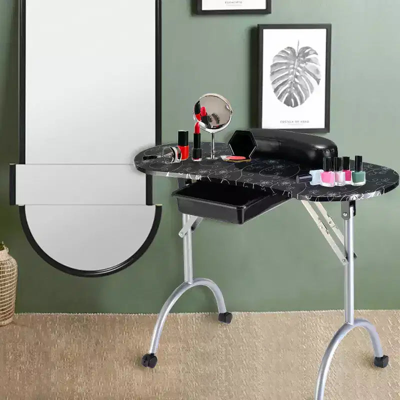 Costway Table de Manucure Portable Noire pour Salon de Beauté, Spa