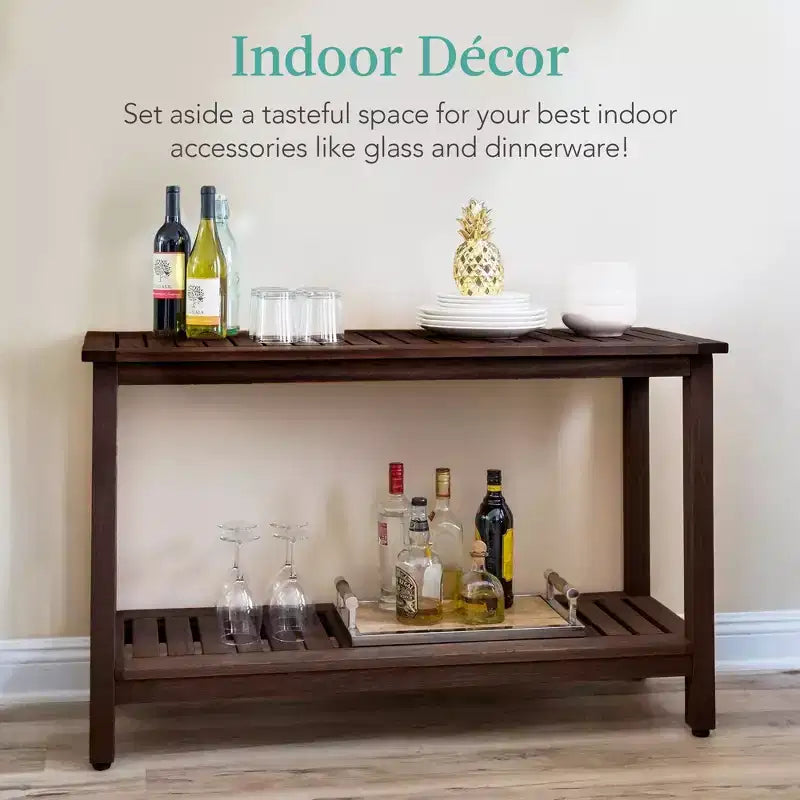 Meuble console en bois à 2 étagères Best Choice Products 48 pouces, pour l'intérieur et l'extérieur, table buffet multifonctionnelle avec rangement