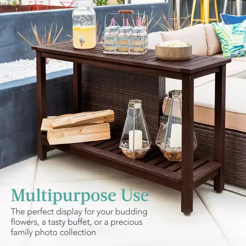 Meuble console en bois à 2 étagères Best Choice Products 48 pouces, pour l'intérieur et l'extérieur, table buffet multifonctionnelle avec rangement