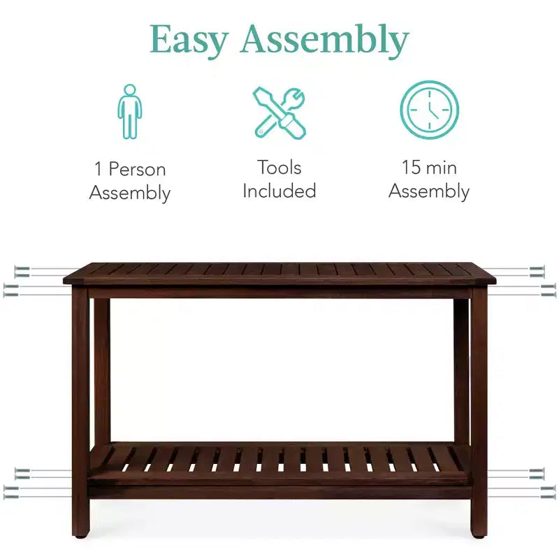 Meuble console en bois à 2 étagères Best Choice Products 48 pouces, pour l'intérieur et l'extérieur, table buffet multifonctionnelle avec rangement