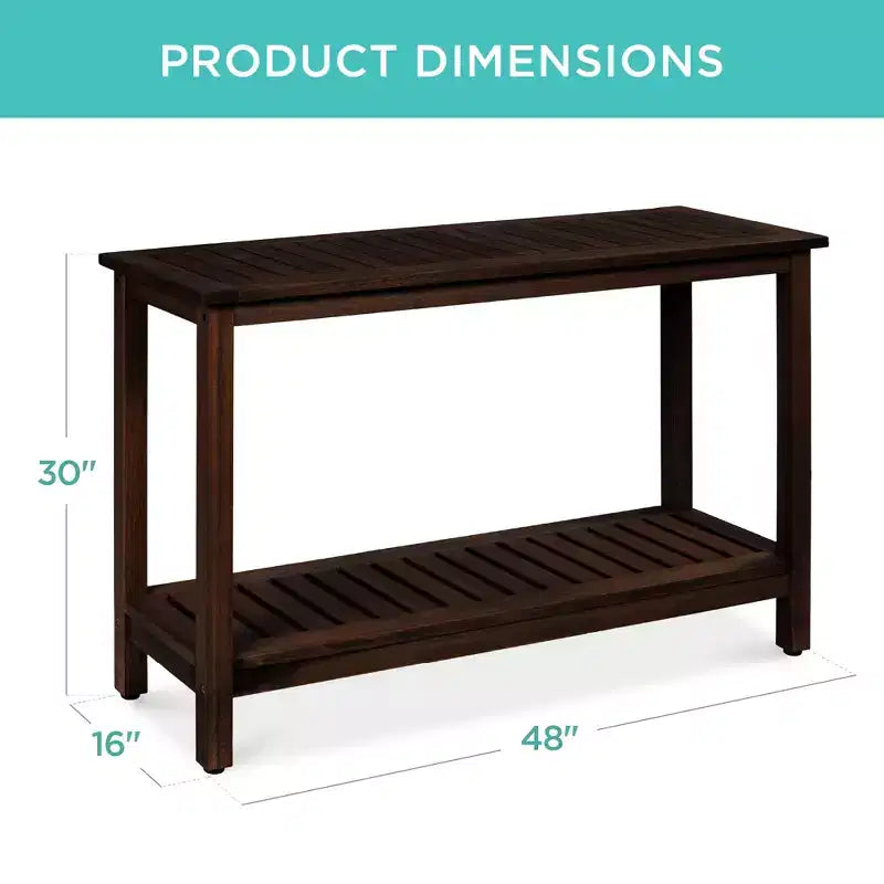 Meuble console en bois à 2 étagères Best Choice Products 48 pouces, pour l'intérieur et l'extérieur, table buffet multifonctionnelle avec rangement