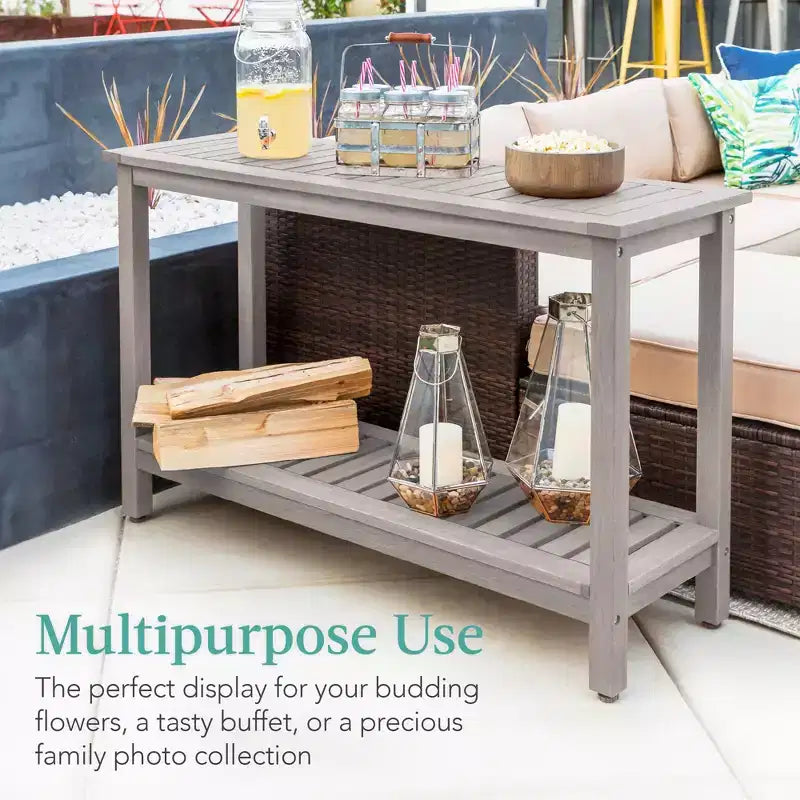 Meuble console en bois à 2 étagères Best Choice Products 48 pouces, pour l'intérieur et l'extérieur, table buffet multifonctionnelle avec rangement
