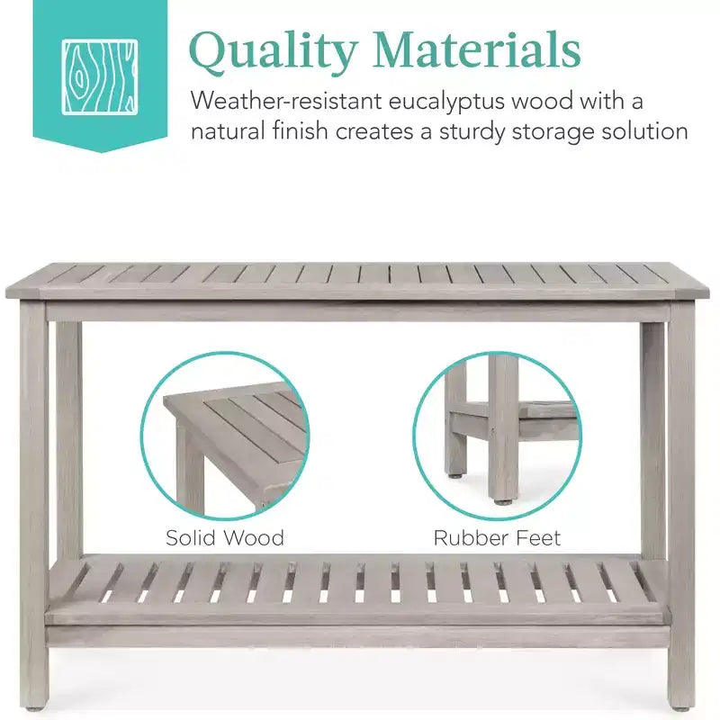 Meuble console en bois à 2 étagères Best Choice Products 48 pouces, pour l'intérieur et l'extérieur, table buffet multifonctionnelle avec rangement