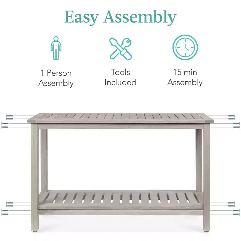 Meuble console en bois à 2 étagères Best Choice Products 48 pouces, pour l'intérieur et l'extérieur, table buffet multifonctionnelle avec rangement
