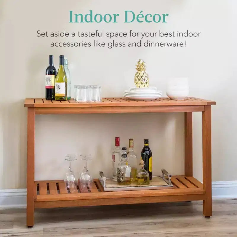 Meuble console en bois à 2 étagères Best Choice Products 48 pouces, pour l'intérieur et l'extérieur, table buffet multifonctionnelle avec rangement