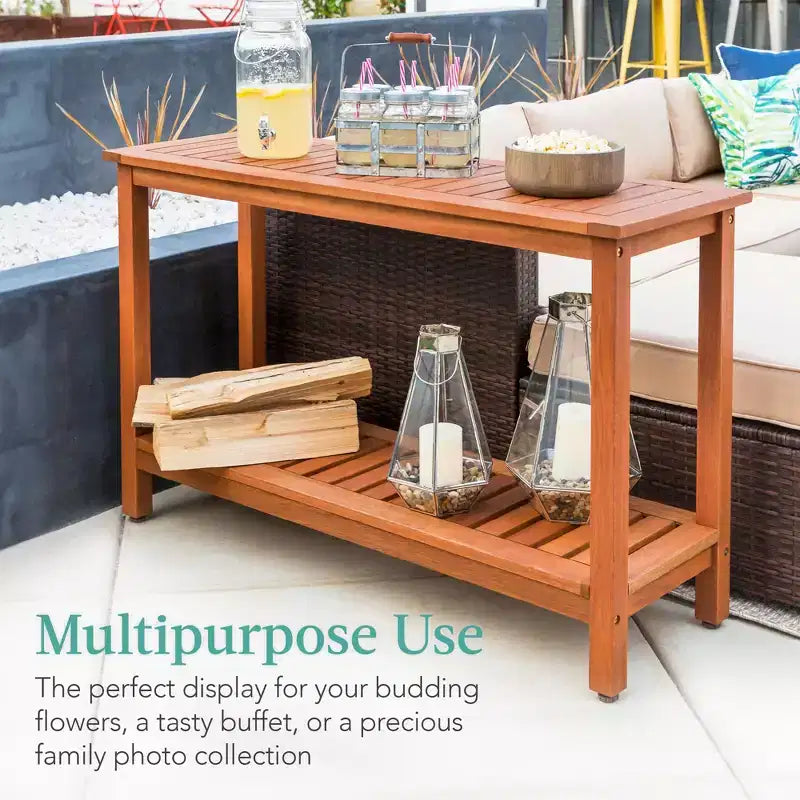 Meuble console en bois à 2 étagères Best Choice Products 48 pouces, pour l'intérieur et l'extérieur, table buffet multifonctionnelle avec rangement