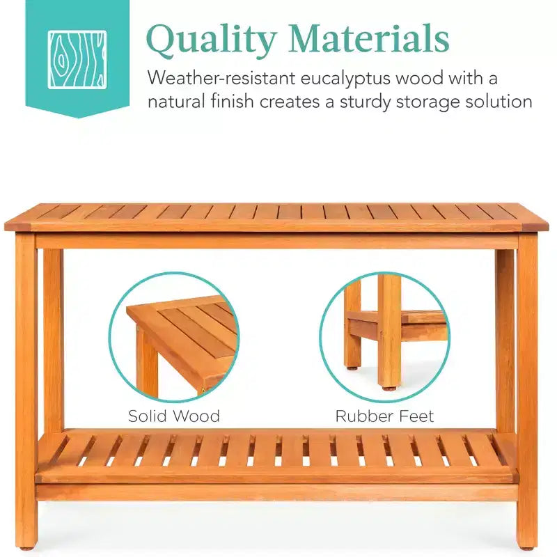 Meuble console en bois à 2 étagères Best Choice Products 48 pouces, pour l'intérieur et l'extérieur, table buffet multifonctionnelle avec rangement
