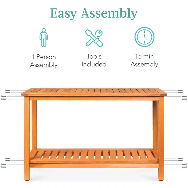 Meuble console en bois à 2 étagères Best Choice Products 48 pouces, pour l'intérieur et l'extérieur, table buffet multifonctionnelle avec rangement