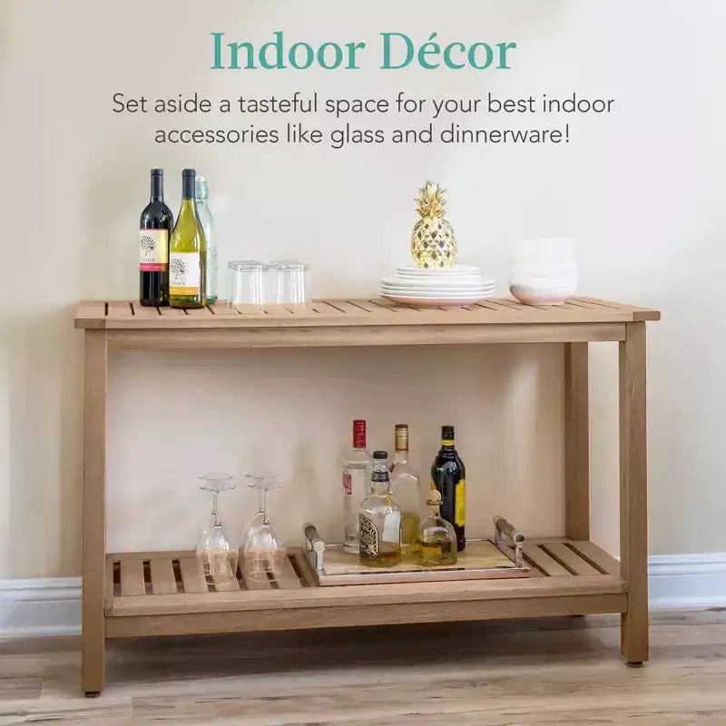 Meuble console en bois à 2 étagères Best Choice Products 48 pouces, pour l'intérieur et l'extérieur, table buffet multifonctionnelle avec rangement