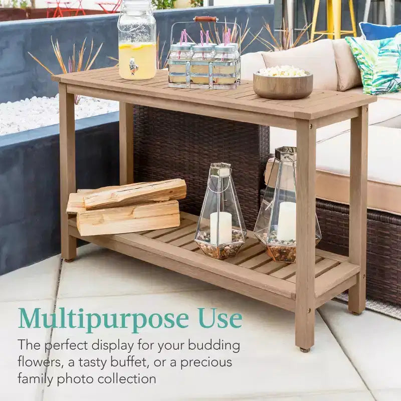Meuble console en bois à 2 étagères Best Choice Products 48 pouces, pour l'intérieur et l'extérieur, table buffet multifonctionnelle avec rangement