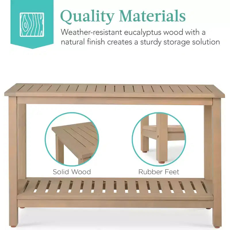 Meuble console en bois à 2 étagères Best Choice Products 48 pouces, pour l'intérieur et l'extérieur, table buffet multifonctionnelle avec rangement