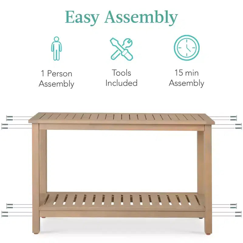 Meuble console en bois à 2 étagères Best Choice Products 48 pouces, pour l'intérieur et l'extérieur, table buffet multifonctionnelle avec rangement