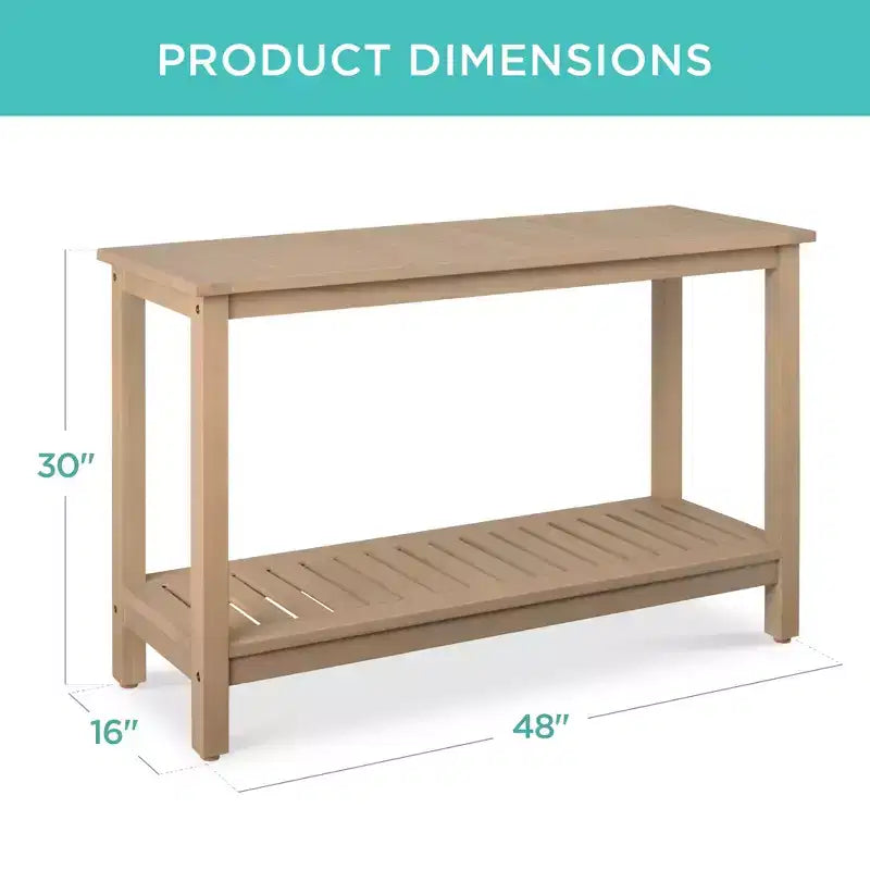 Meuble console en bois à 2 étagères Best Choice Products 48 pouces, pour l'intérieur et l'extérieur, table buffet multifonctionnelle avec rangement