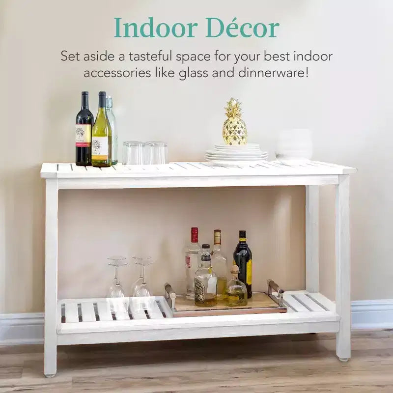 Meuble console en bois à 2 étagères Best Choice Products 48 pouces, pour l'intérieur et l'extérieur, table buffet multifonctionnelle avec rangement