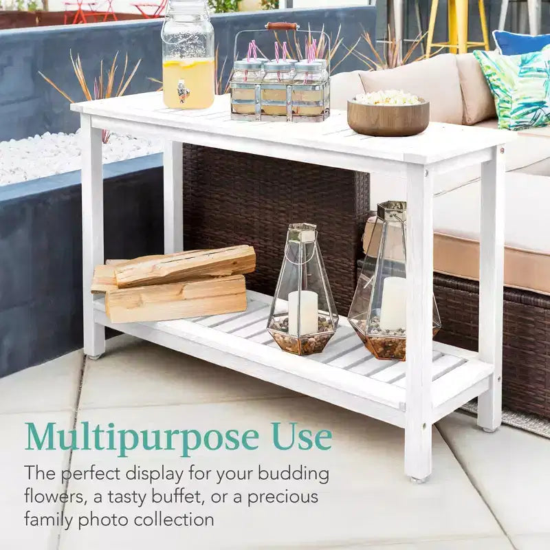 Meuble console en bois à 2 étagères Best Choice Products 48 pouces, pour l'intérieur et l'extérieur, table buffet multifonctionnelle avec rangement
