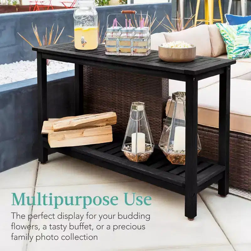 Meuble console en bois à 2 étagères Best Choice Products 48 pouces, pour l'intérieur et l'extérieur, table buffet multifonctionnelle avec rangement