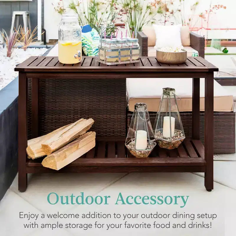 Meuble console en bois à 2 étagères Best Choice Products 48 pouces, pour l'intérieur et l'extérieur, table buffet multifonctionnelle avec rangement