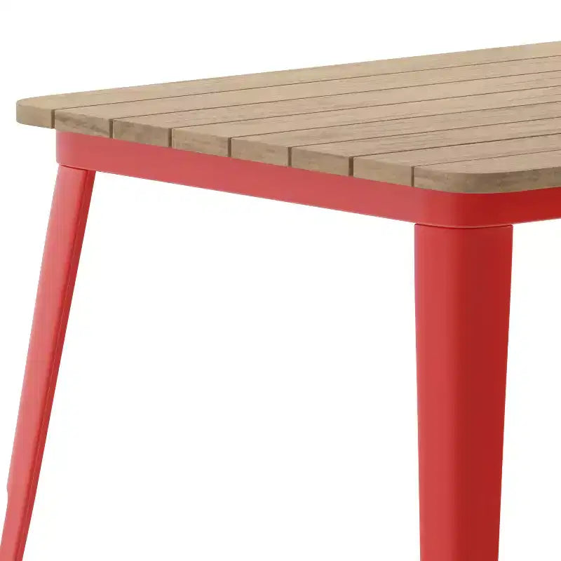 Flash Furniture Declan, table de salle à manger commerciale intérieure/extérieure avec trou pour parasol, plateau en polyrésine toutes saisons 30 x 60 et base en acier