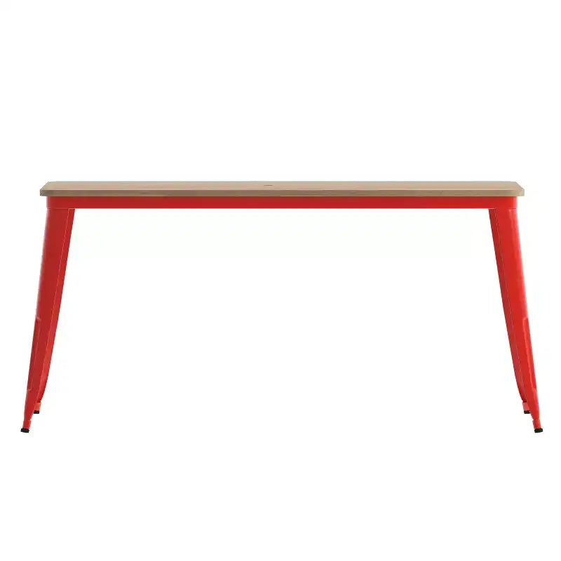 Flash Furniture Declan, table de salle à manger commerciale intérieure/extérieure avec trou pour parasol, plateau en polyrésine toutes saisons 30 x 60 et base en acier