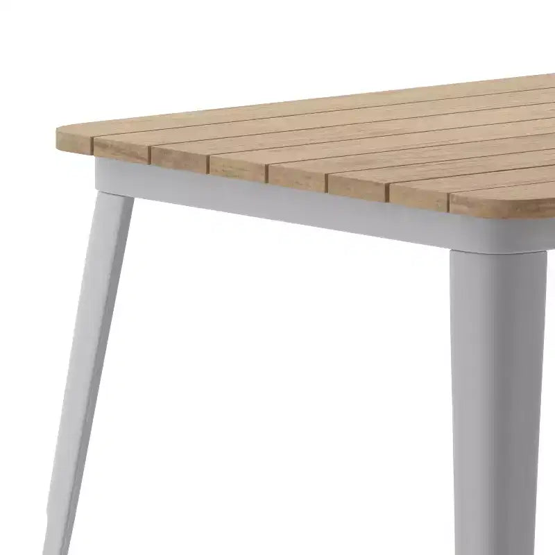 Flash Furniture Declan, table de salle à manger commerciale intérieure/extérieure avec trou pour parasol, plateau en polyrésine toutes saisons 30 x 60 et base en acier