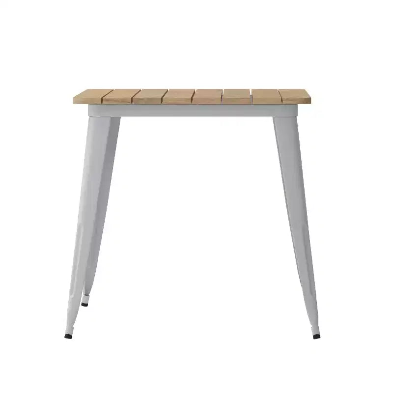 Flash Furniture Declan, table de salle à manger commerciale intérieure/extérieure avec trou pour parasol, plateau en polyrésine toutes saisons 30 x 60 et base en acier