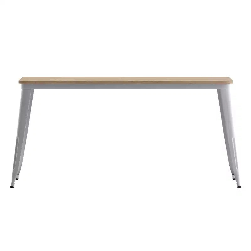 Flash Furniture Declan, table de salle à manger commerciale intérieure/extérieure avec trou pour parasol, plateau en polyrésine toutes saisons 30 x 60 et base en acier