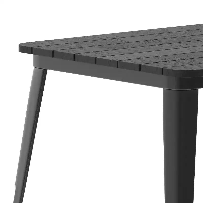Flash Furniture Declan, table de salle à manger commerciale intérieure/extérieure avec trou pour parasol, plateau en polyrésine toutes saisons 30 x 60 et base en acier