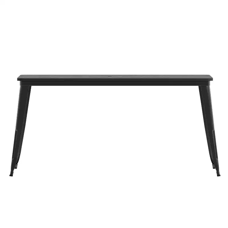 Flash Furniture Declan, table de salle à manger commerciale intérieure/extérieure avec trou pour parasol, plateau en polyrésine toutes saisons 30 x 60 et base en acier