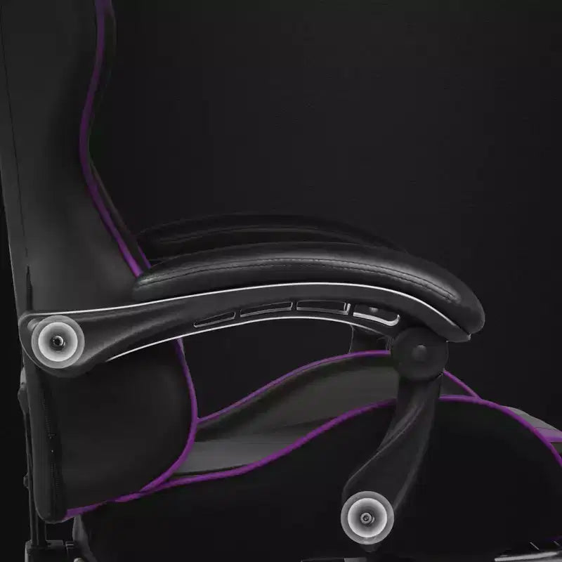 Chaise de gaming avec repose-pieds et oreiller de massage lombaire ergonomique en cuir PU - GTRACING
