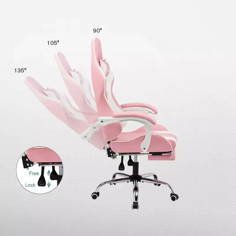 Chaise de gaming avec repose-pieds et oreiller de massage lombaire ergonomique en cuir PU - GTRACING