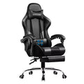 Chaise de gaming avec repose-pieds et oreiller de massage lombaire ergonomique en cuir PU - GTRACING