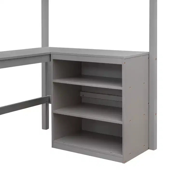 Lit mezzanine en bois, simple, avec étagères et bureau - ModernLuxe
