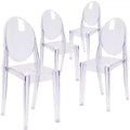 Emma and Oliver 4 Pack Ghost Side Chair in Transparent Crystal Stack Chair - Event & Accent Chair