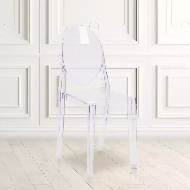 Emma et Oliver Lot de 4 Chaises d'Appoint Ghost en Acrylique Transparent Empilable - Chaise d'Événement & d'Appoint