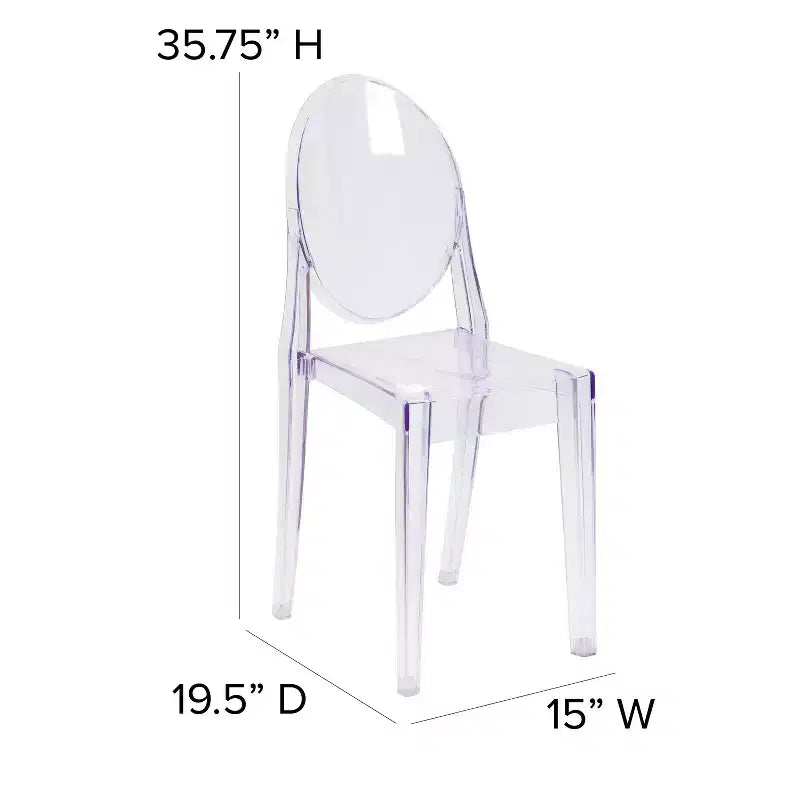 Emma et Oliver Lot de 4 Chaises d'Appoint Ghost en Acrylique Transparent Empilable - Chaise d'Événement & d'Appoint