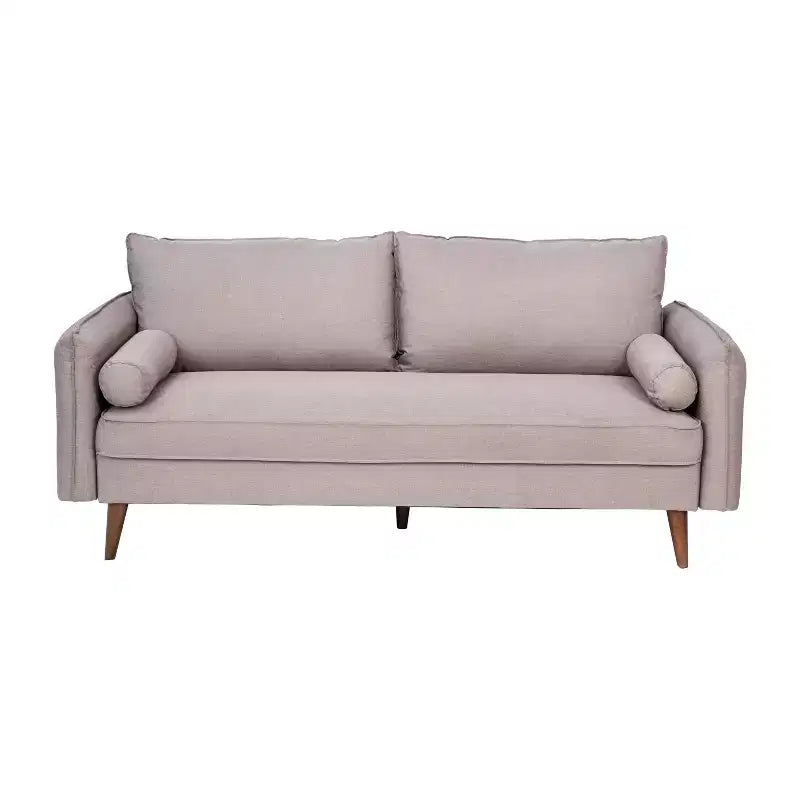 Canapé Emma et Oliver en tissu, style mi-siècle moderne, avec ressorts ensachés, pieds en bois et coussins de dossier amovibles