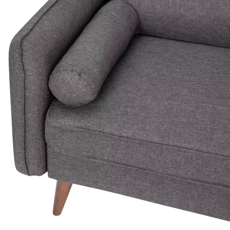 Canapé Emma et Oliver en tissu, style mi-siècle moderne, avec ressorts ensachés, pieds en bois et coussins de dossier amovibles