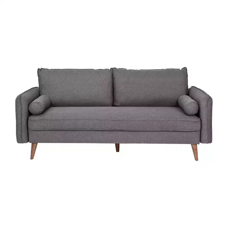 Canapé Emma et Oliver en tissu, style mi-siècle moderne, avec ressorts ensachés, pieds en bois et coussins de dossier amovibles